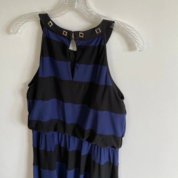 White House Black Market Black Blue Colorblock Maxi Dress - Picture 5 of 6